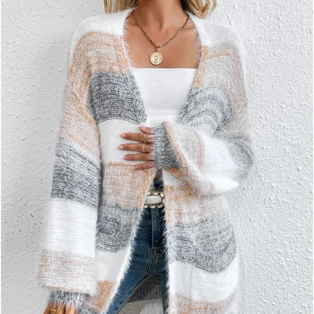 New color block open front cardigan - Picture 5 of 5